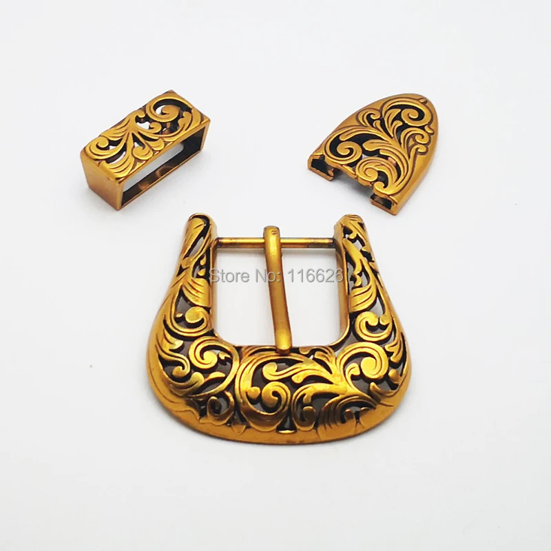 Пряжка для ремня из кожи золотистого цвета 3 шт./компл. с Цветочным Тиснением