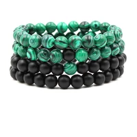 fashion mens natural 8mm matt black frosted malachite stone beads bracelets party personality jewelry gifts