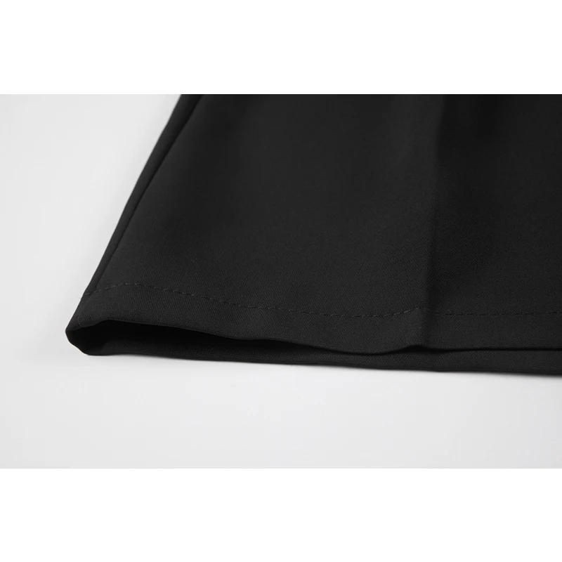 

2021 Fashion Casual Knee Length Shorts With Belt Waist Chain Women's Shorts Spring Slim Wide Leg Suit Shorts Woman Clothes Black