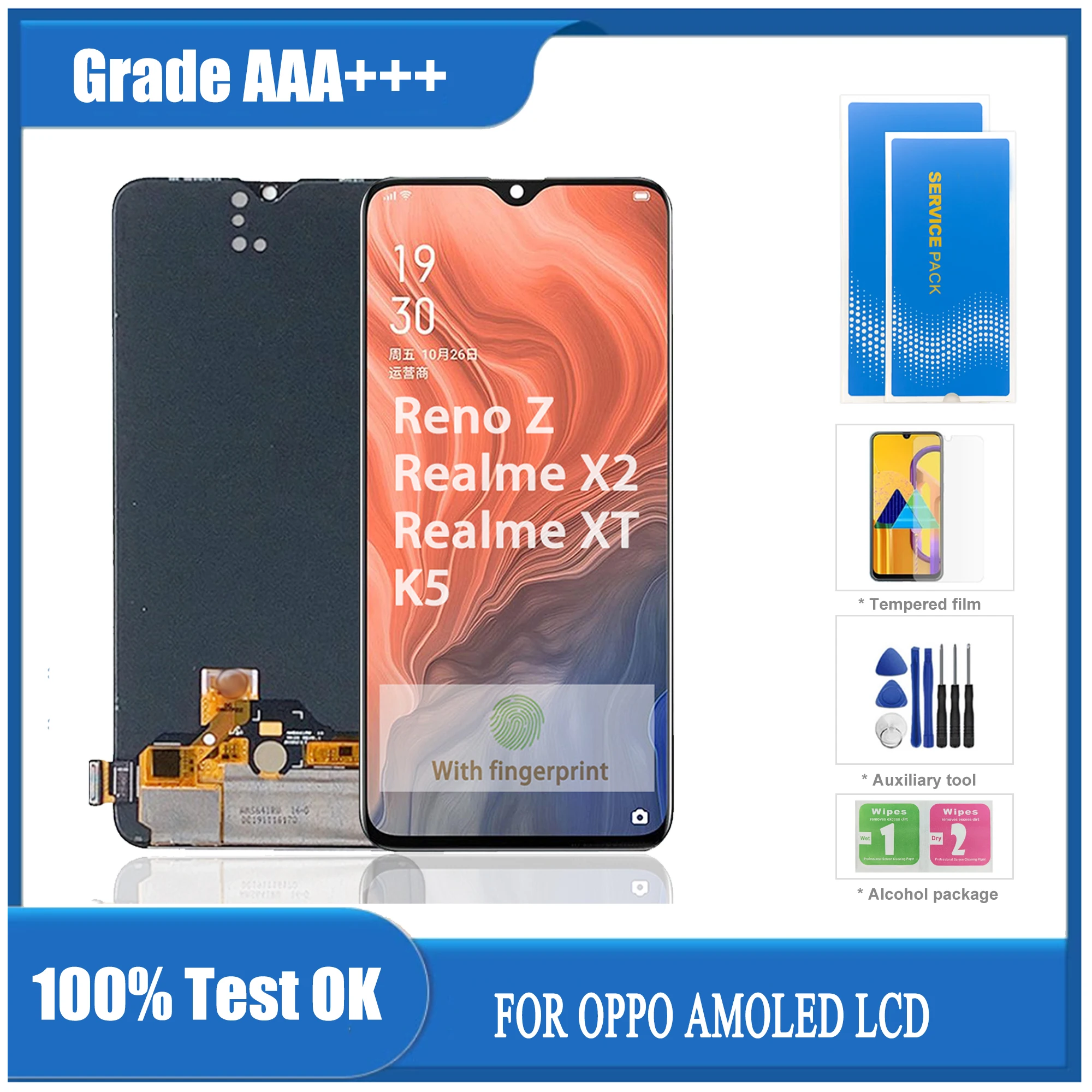 

Оригинальный дисплей Super AMOLED 6,4 дюйма для OPPO K5 Reno Z, сенсорный ЖК-экран, дигитайзер, монтаж для OPPO Realme X2/XT, дисплей