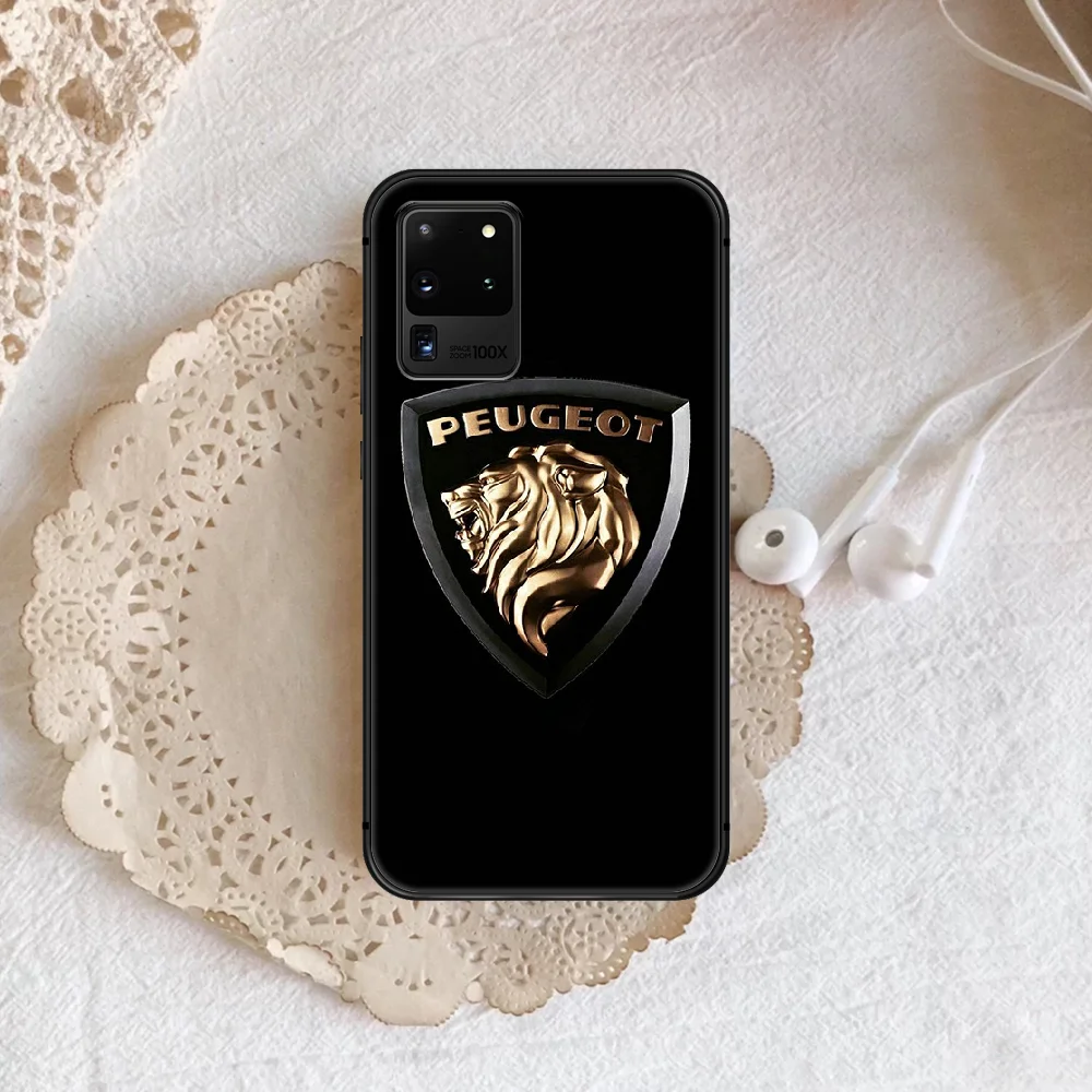 

France Peugeos Car logo Phone Case Cover Hull For Samsung Galaxy S 7 8 9 10 e 20 FE edge uitra plus Note 9 10 20 black Cover