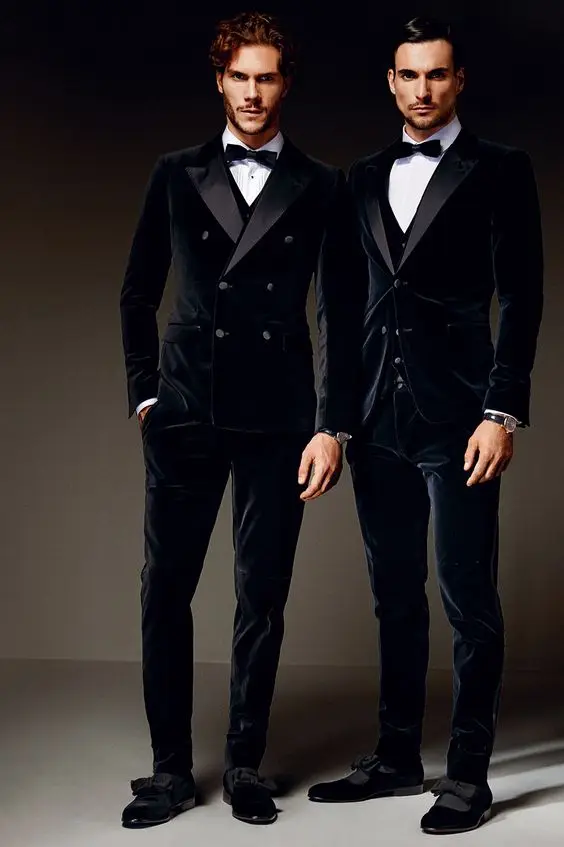 

Новейший дизайн пальто и брюк темно-синий двубортный бархатный мужской костюм формальный приталенный свадебный смокинг индивидуальный му...
