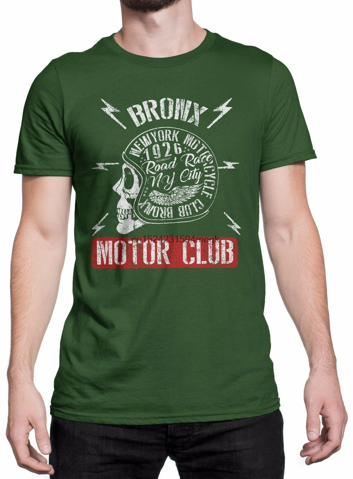 Футболка Bronx Motor Club maglietta 100% cotone VERDE|Мужские футболки| |