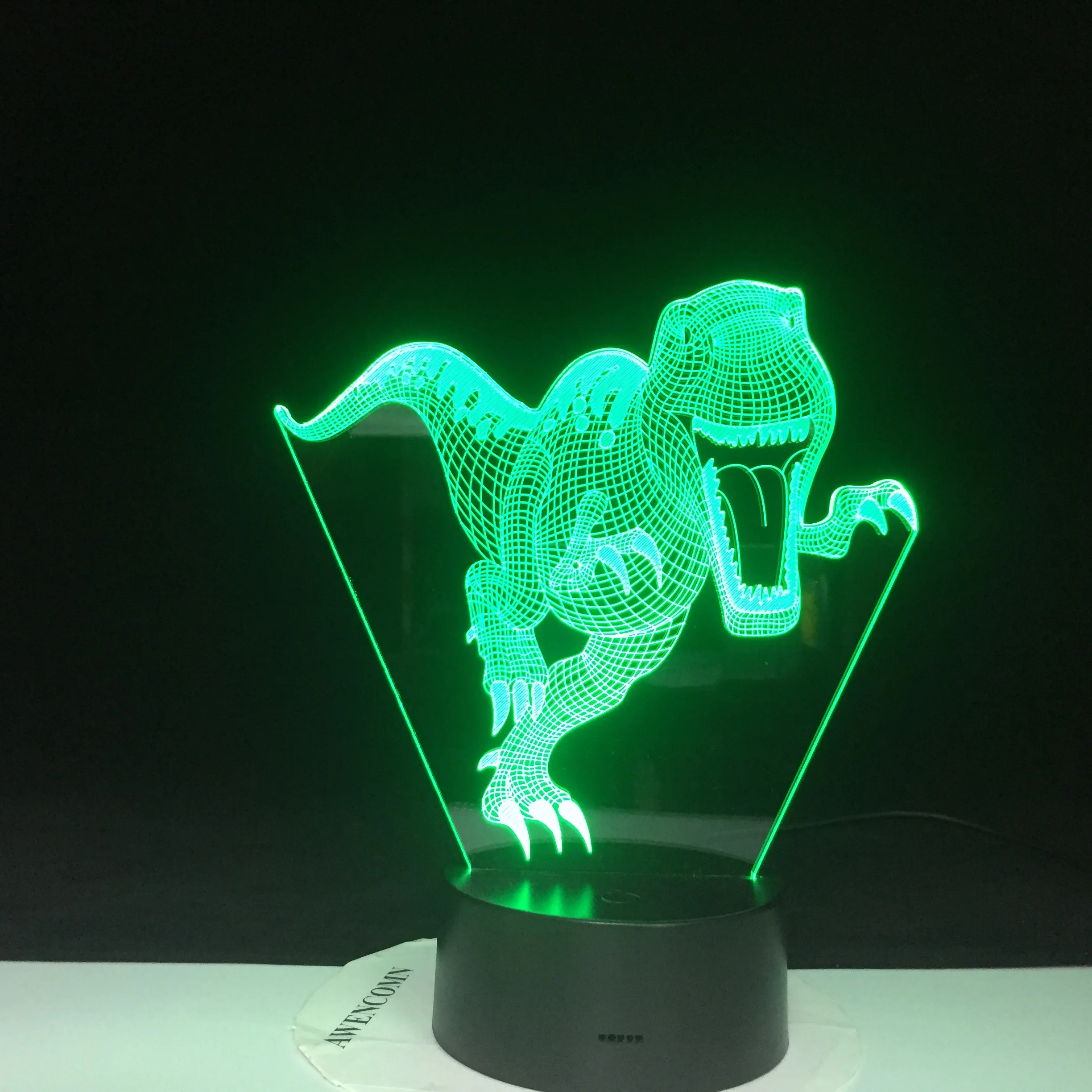 

11.11 Deal Dinosaur Visual Lamp Optical Illusion Kids Table Lighting 7 Colors Changing Light Fixture LED 3D Night Light Dropship