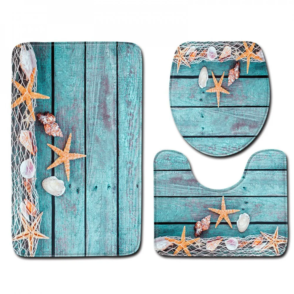 

Ocean view toilet three sets of floor mat bathroom 3 sets