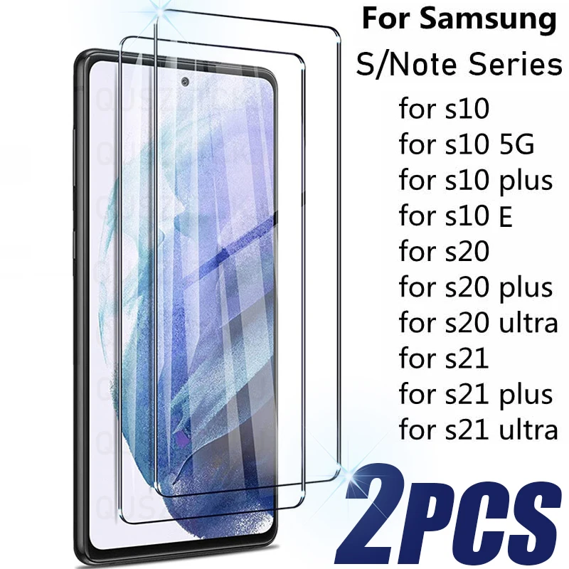 

2PCS Tempered Glass For Samsung Galaxy S21 Ultra Screen Protector S20 Plus S10 S9 S8 Note 20 10 9 8 S 21 4G 5G E Accessories