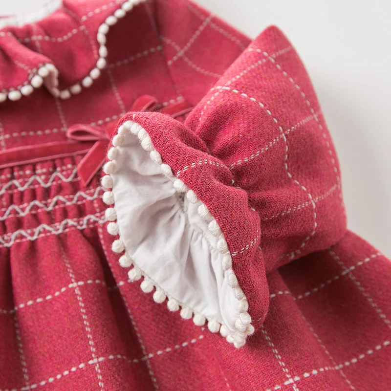 

DBZ11890 dave bella autumn baby girl's princess bow plaid dress children fashion party dress kids infant lolita clothes