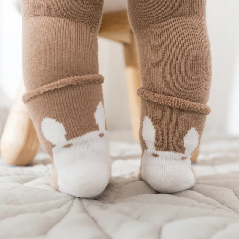 Calcetines gruesos de felpa para beb&eacute;, medias antideslizantes con rodilleras c&aacute;lidas, conjuntos de calcetines protectores de rodilla para ni&ntilde;os, Oto&ntilde;o e Invierno-2