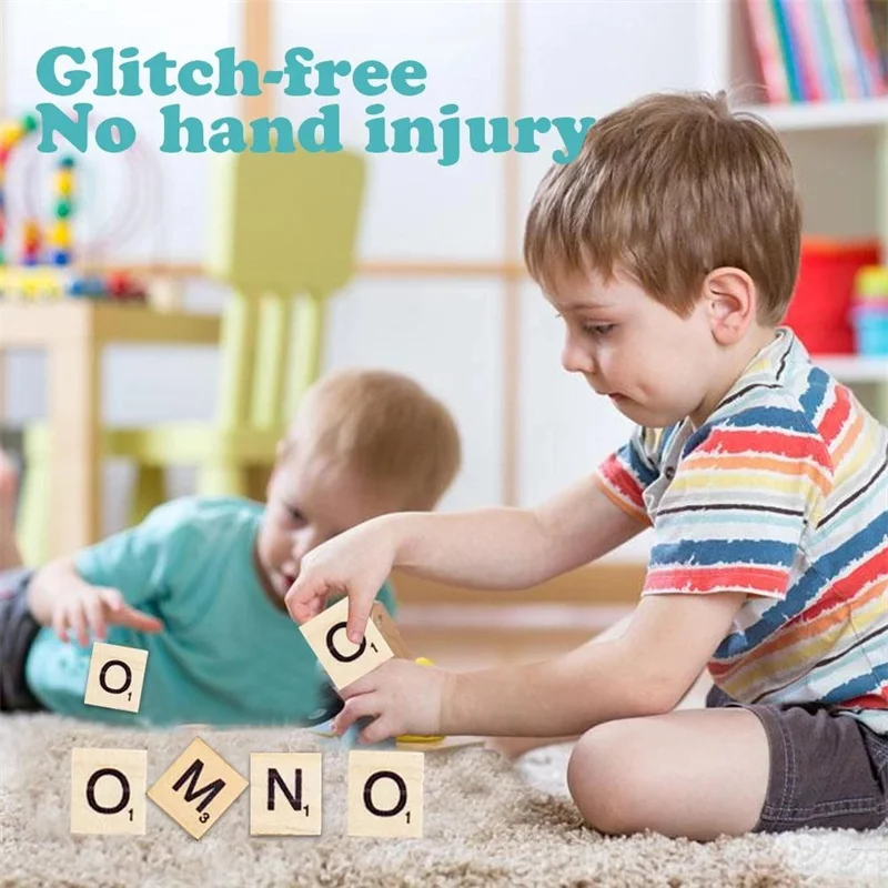 

100PCS English Letters Numbers Alphabet Chips For Childhood Preschool Early Learning And Education Cognitive Ability Pine Square