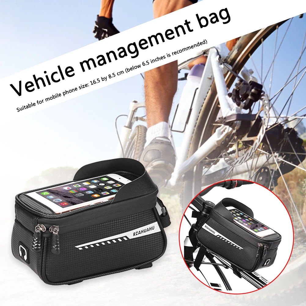 bicycle bag frame front top tube cycling bag reflective 6 5in phone case touchscreen phone pannier mtb mountain bike accessories free global shipping