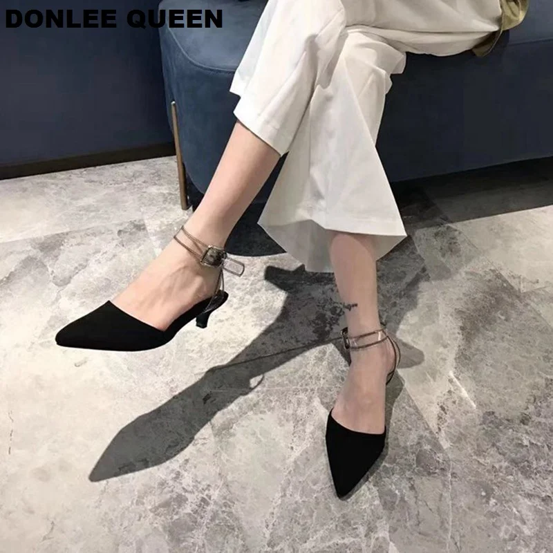 DONLEE QUEEN/женские босоножки с ремешками на лодыжках слипоны низком каблуке туфли