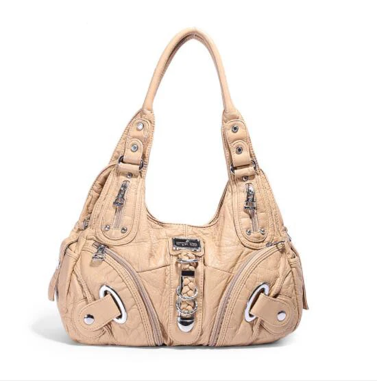 Beige Дизайнерские женские сумки Angelkiss, женские Сумки из искусственной кожи, дамские портативные сумки на плечо, офисные женские сумки - Цвет: Beige