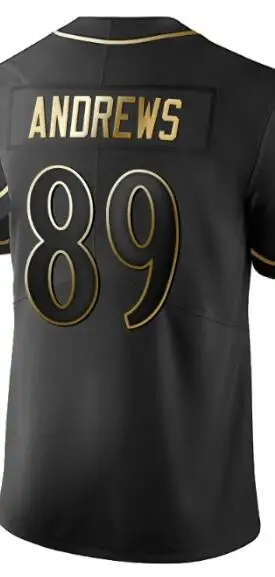 

Вышитая Американская футболка Mark Andrews Ravens Golden Edition, черная футболка