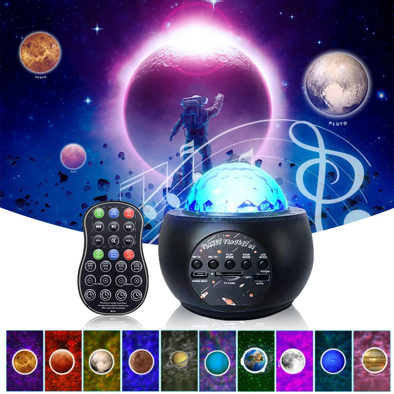 

LED Star Ocean Wave Projector Night Light Galaxy Starry Sky Projector Night Lamp Bluetooth-compatible Speaker Music Night Light
