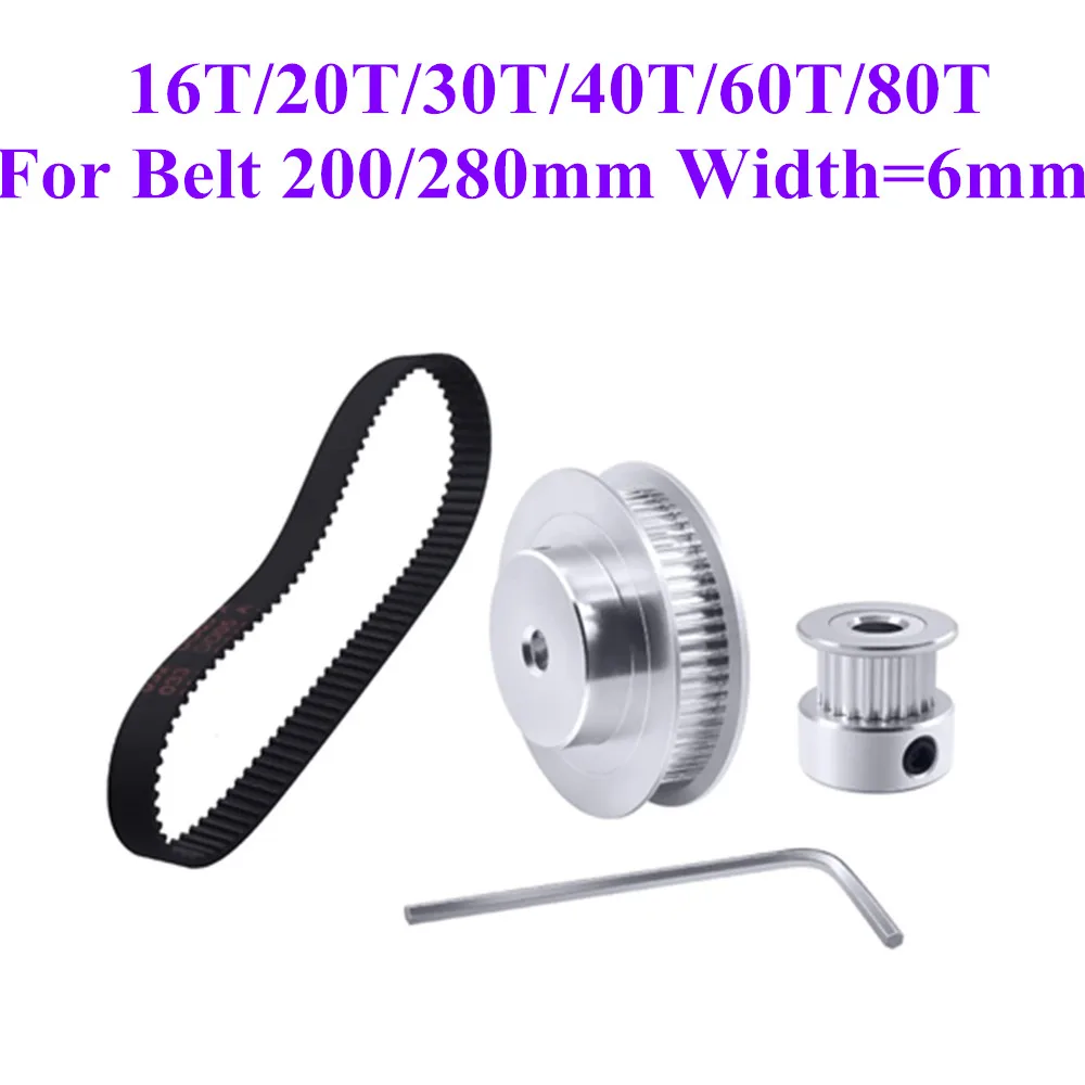 GT2/2GT набор шкивов Для зубчатого ремня 200/280 мм 16T:80T 20T:60T 30T:60T 40T:85T GT2 комплект для ГРМ