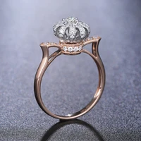 luxury aaa rhinestone jewelry rotatable crown design double color rings for women wedding engagement jewelry bijoux wholesale