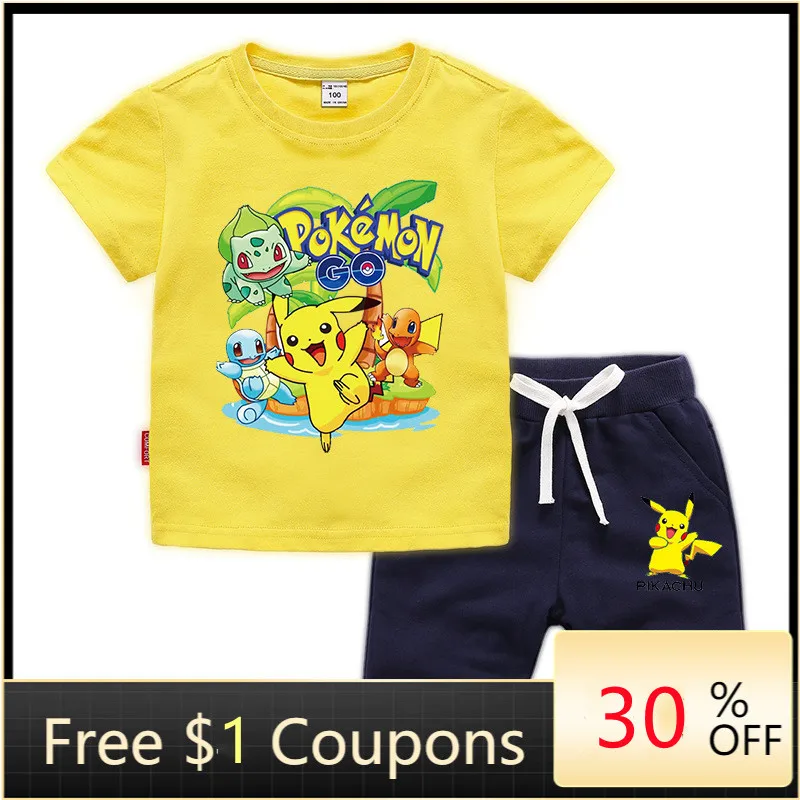 Костюм для косплея из аниме Покемон го комплект футболки мальчиков и девочек