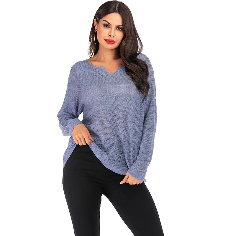 

Women Sexy V Neck Knitted Sweater Female Loose Pullover Autumn Winter Jumper Fashion Ladies Tricot Pull Femme Clothing