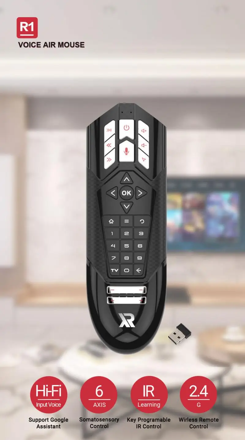 

R1 Air Mouse Gyroscope Smart Wireless Voice Remote Control 2.4G IR Learning For G10 PRO G30 HK1 Android TV Box Remote Control