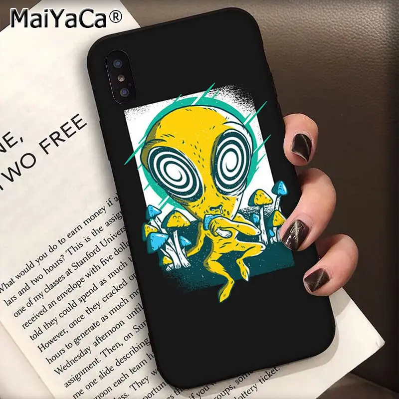 MaiYaCa Trippy Tie Dye Peace Alien силиконовый черный чехол для телефона для Apple iphone 11 pro 8 7 66S Plus X XS MAX 5S SE XR чехол s