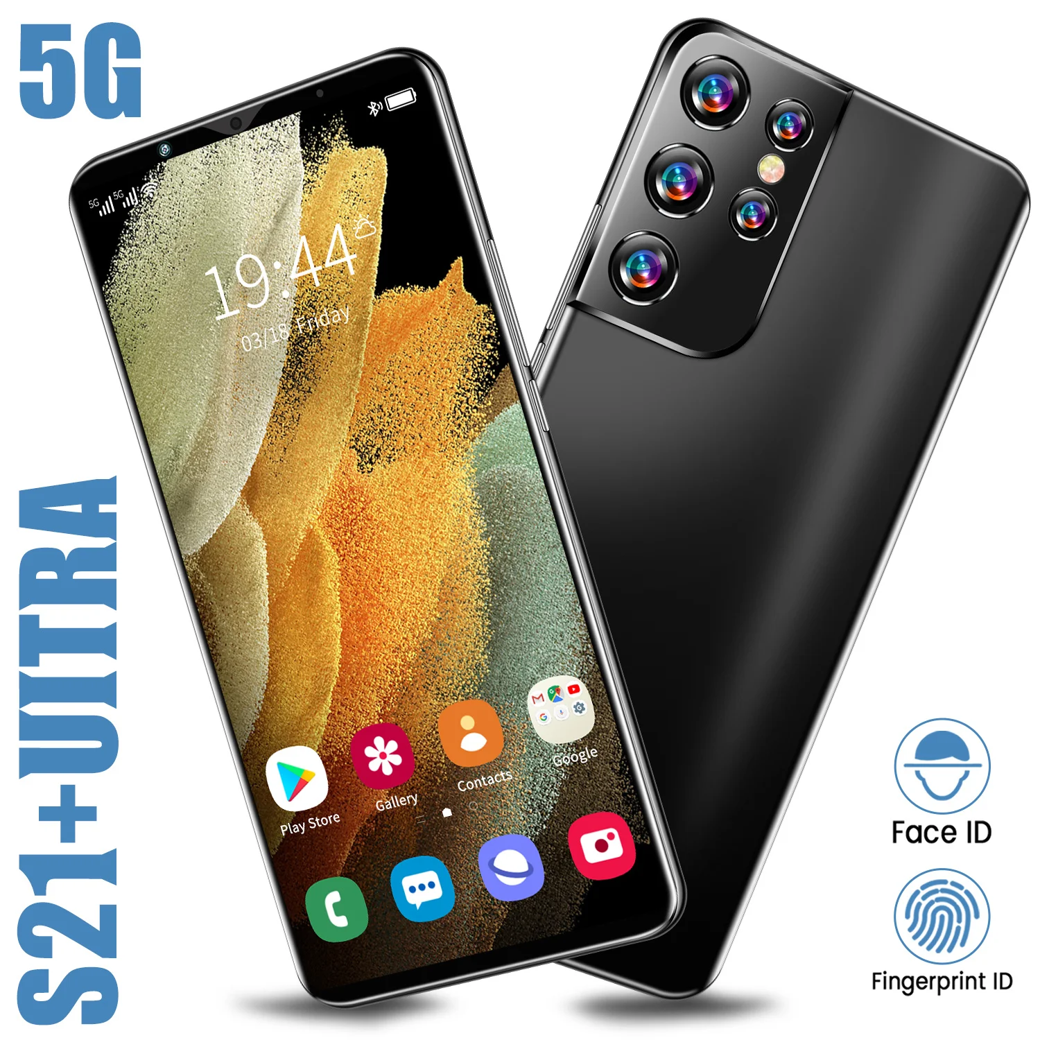 

Global Galxy S21 Uitra 6.38 Inch 8+128GB 24+48MP 5000mAh Andriod10.0 Mobilephone Fingerprint Unlock Dual SIM+Micro SD Smartphone