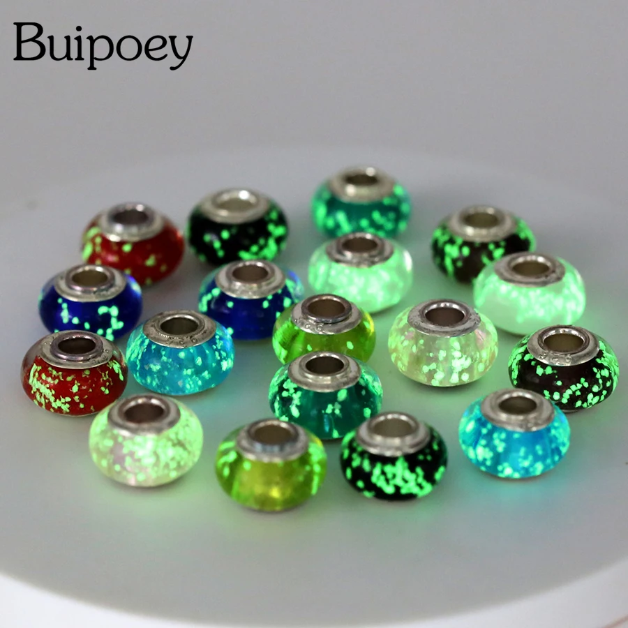 Buipoey 2 шт. новые светящиеся стеклянные бусины Шарм Подходит оригинальный бренд