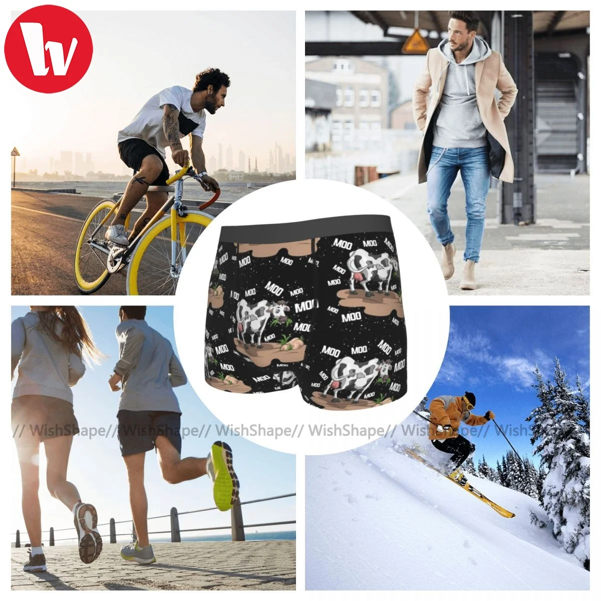 

Cow Underwear Funny Hot Customs Trunk Polyester Sublimation Teen Boxer Brief