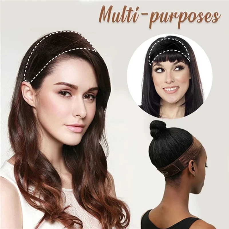 New Arrival Hand Made Non-Slip Wig Grip Band With Double Sided Velvet Adjustable Hair Headband In Brown/Black/Blonde |