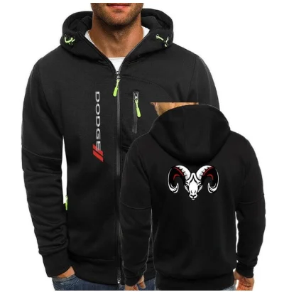 

Autumn Winter Men's Hoodies Tracksuit Drawstring Pocket Bomber Hooded Sweatshirt Long Sleeve Zip Coat Dodge RAM Male Jacket 36