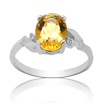 

Fashion Silver Yellow Crystal Ring for Party 6mm*8mm Natural Citrine Ring 925 Silver Citrine Jewelry Gift for Woman