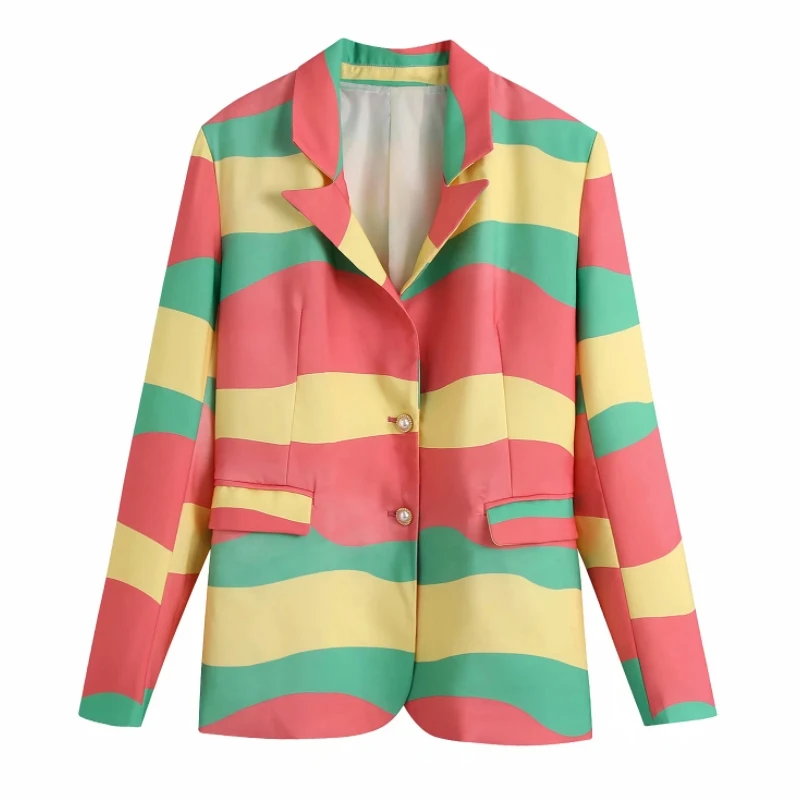 

Hot Sale Women Tie Dye Printing Casual Suit Coat Female Long Sleeve Outerwear Office Lady Loose Tops C1179