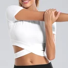 Облегающие рубашки для йоги, женские топы с коротким рукавом укороченные для спортзала, футболки для фитнеса, бега, тренировок, спорта, спортивная одежда 2021