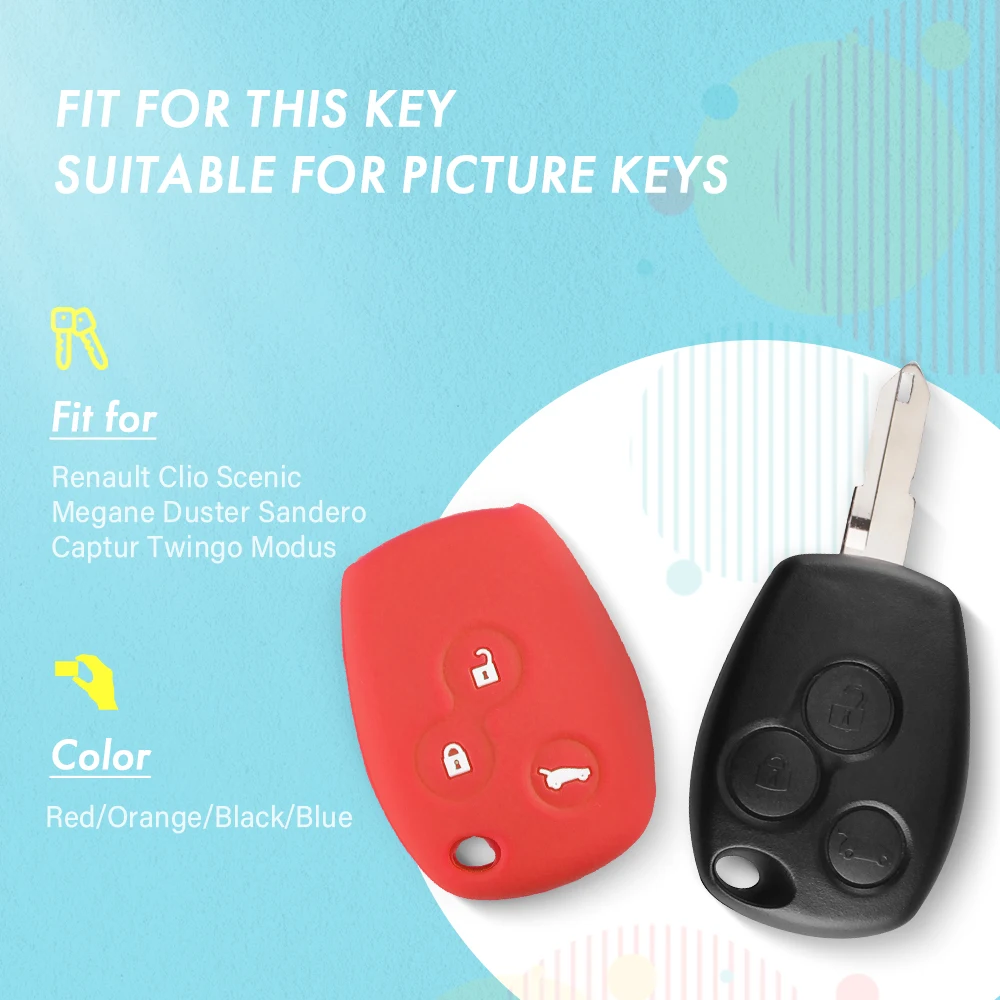 Dandkey, 3 кнопки, силиконовый чехол для ключей, подходит для RENAULT Clio DACIA Logan Sandero, пульт дистанционного управления, брелок, автомобильные аксессуары