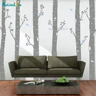 6 больших березных деревьев, лесная наклейка, популярный декор для детской комнаты, 3 цвета, наклейка с ветками, Съемные Виниловые настенные наклейки BB070