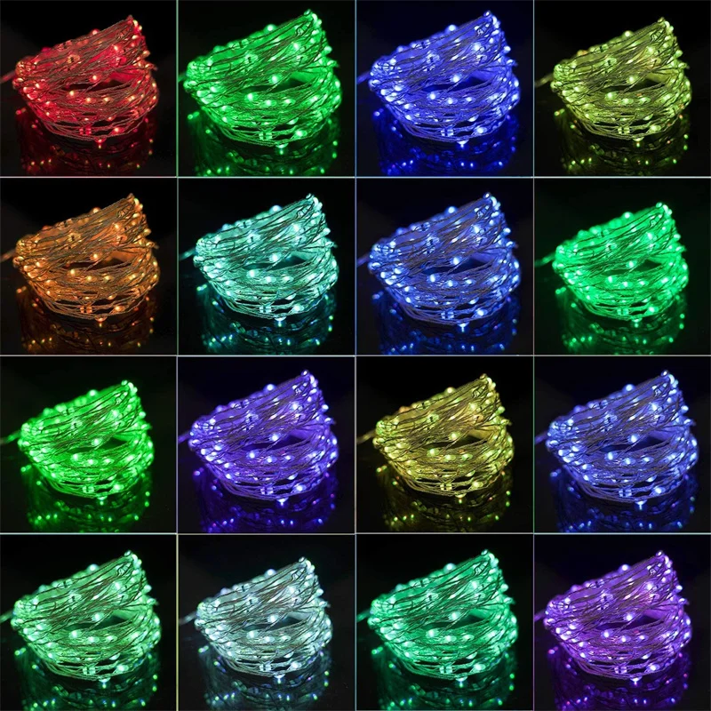 Гирлянда светодиодная водонепроницаемая 16 цветов 50/100/200 светодиодов | Лампы и
