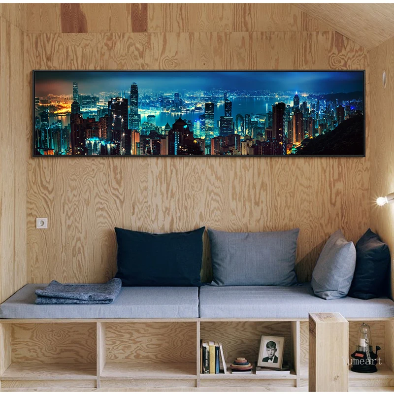 YUMEART городской постер ночного вида и печать на холсте живопись современный стиль