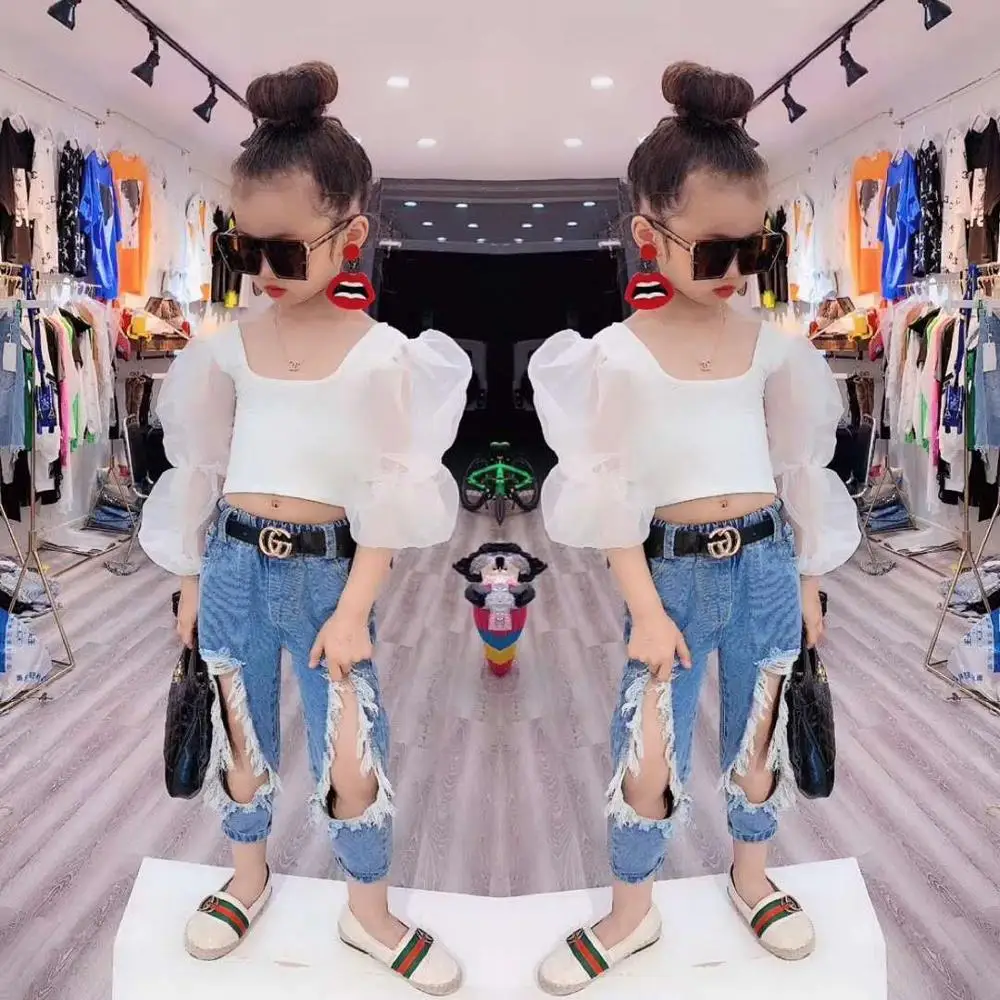 Футболки для девочек 2020 Детские сетчатые с длинным рукавом в стиле пэчворк