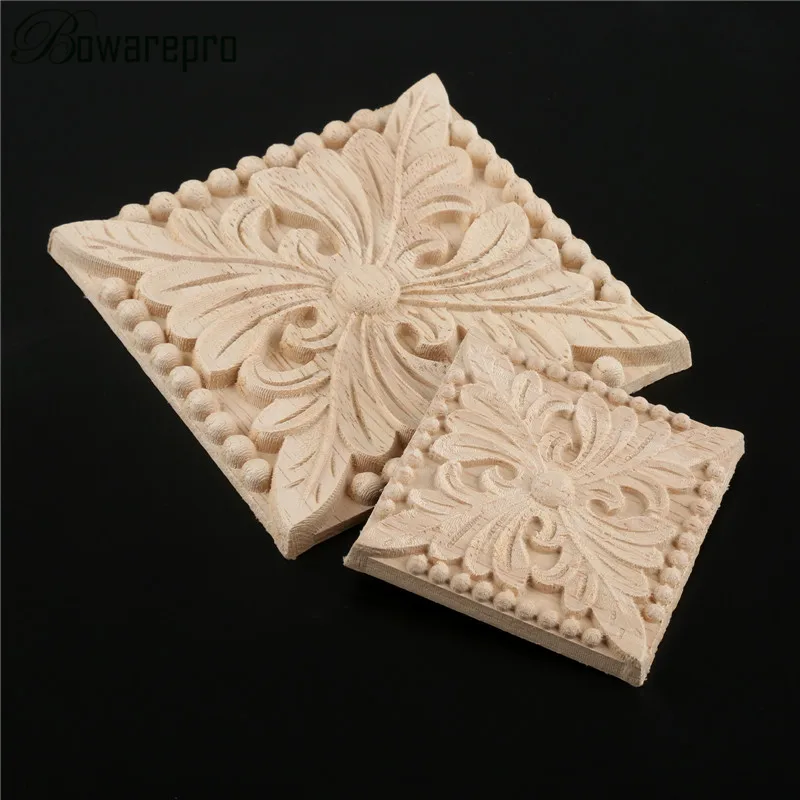 

bowarepro 6/8CM Vintage Wood Carved Decal Corner Onlay Applique Frame for Home Furniture Wall Home Cabinet Door Decor Crafts 1PC