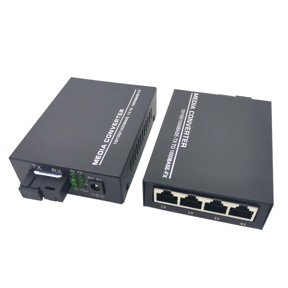 1G4E Бесплатная доставка 1 пара 20 км гигабитный 4 порта волоконно-оптический ethernet
