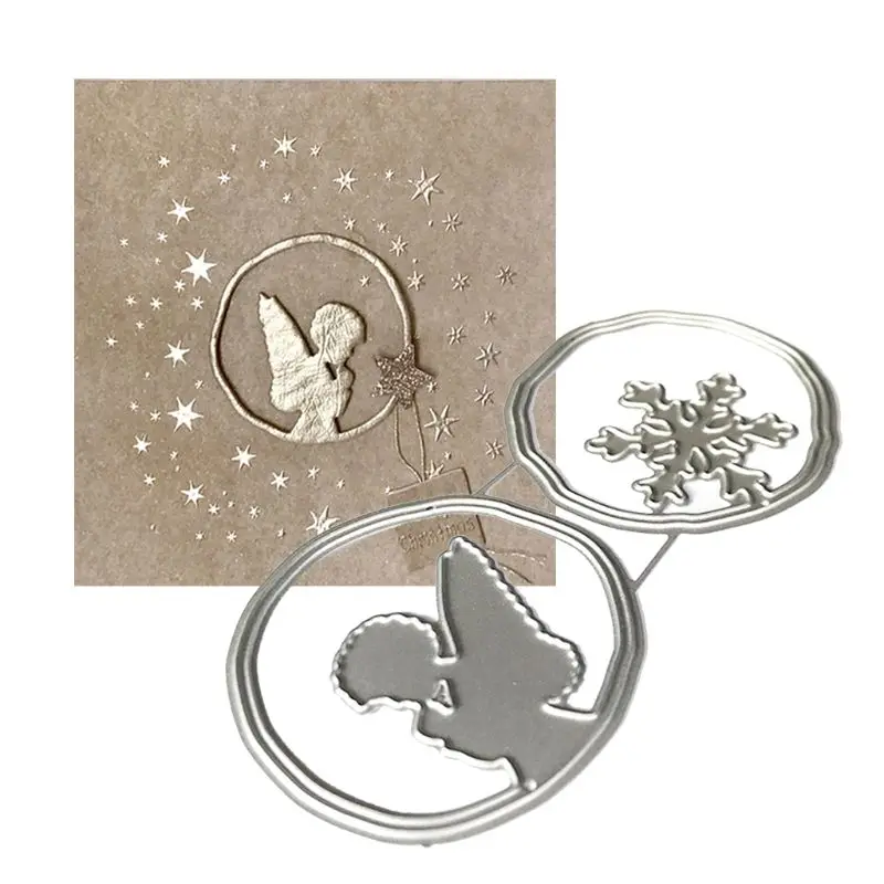 Металлические Вырубные штампы со снежинками ангелом искусственная работа Emboss