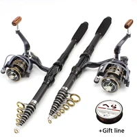 2 4m2 7m3 0m rod reel combos spinning fishing rod and reel travel sea carbon telescopic fishing rod set support boat pole pesca