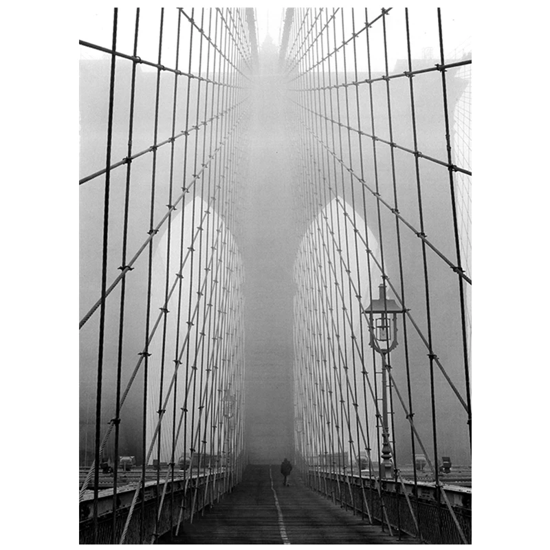 

Vintage Black And White Photos City Building Bridge Oil Painting Canvas Wall Modern Art Poster Living Room Or Coffee Shop Decor
