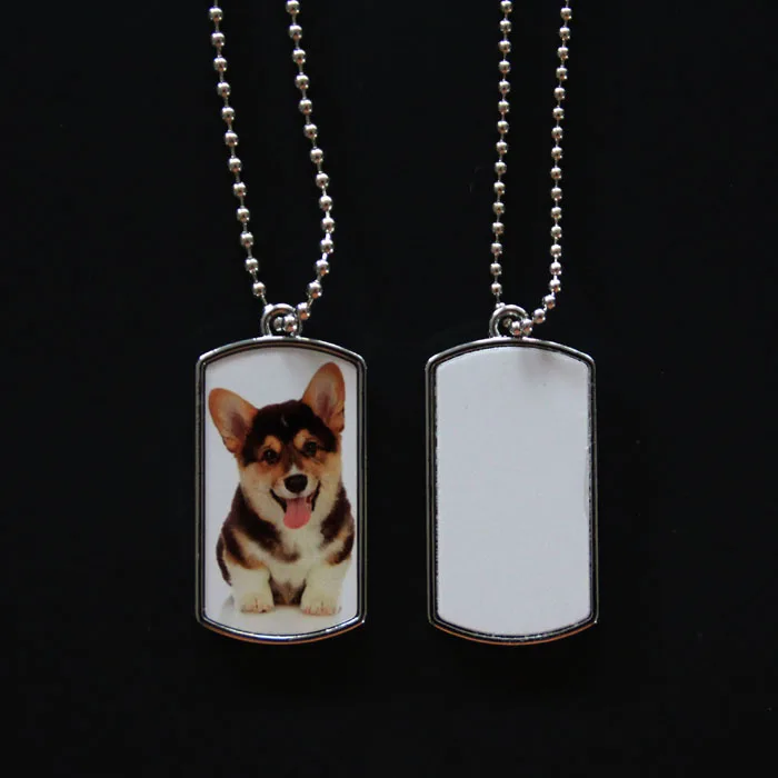 

30PCS/pcs sublimation blank dog tags necklaces pendants hot transfer necklace pendant consumable supplies 2 sides can print