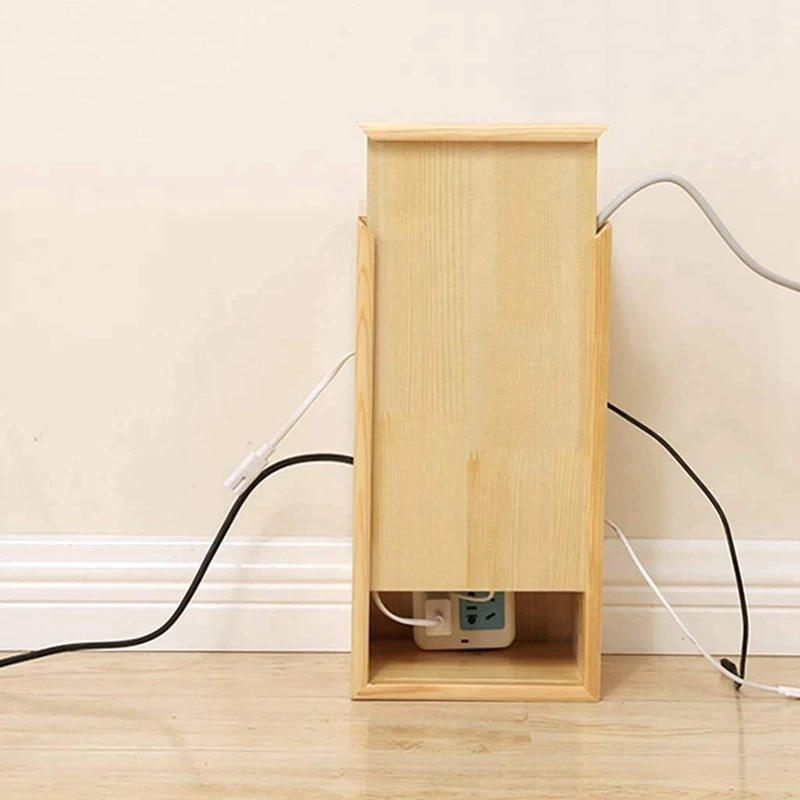 

Chunse Wire Storage Box Solid Wood USB Hub and Mor Power Cord Finishing Box Plug Line Box Socket Plug Box Cable Storage