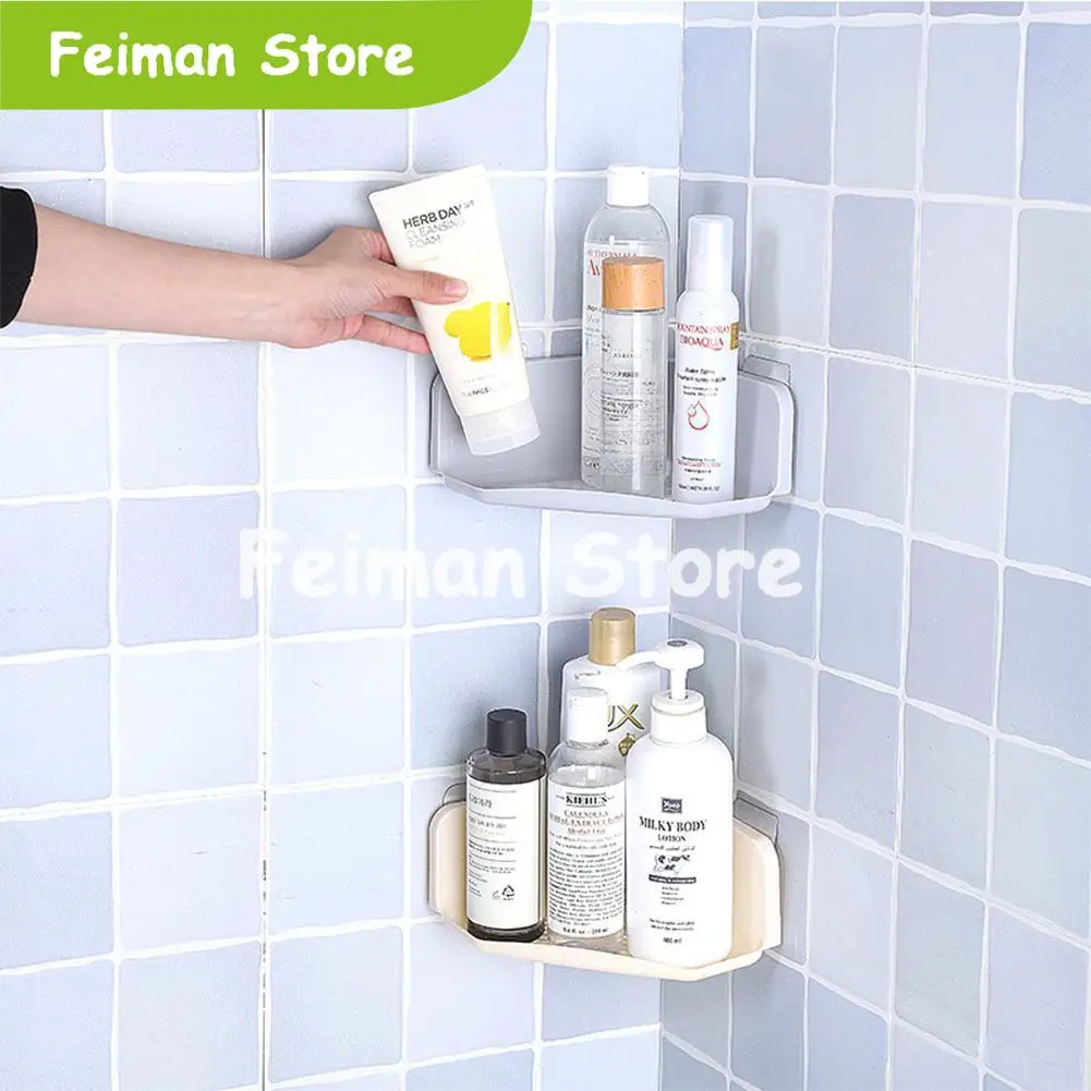 3 Colors Suction Cup Corner Shower Shelf Bathroom Shampoo Holder Kitchen Storage Rack Organizer | Обустройство дома