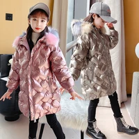 2022 winter cotton jacket for girl clothes warm teenage waterproof hooded parka coat kids thicken outerwear windbreaker overcoat