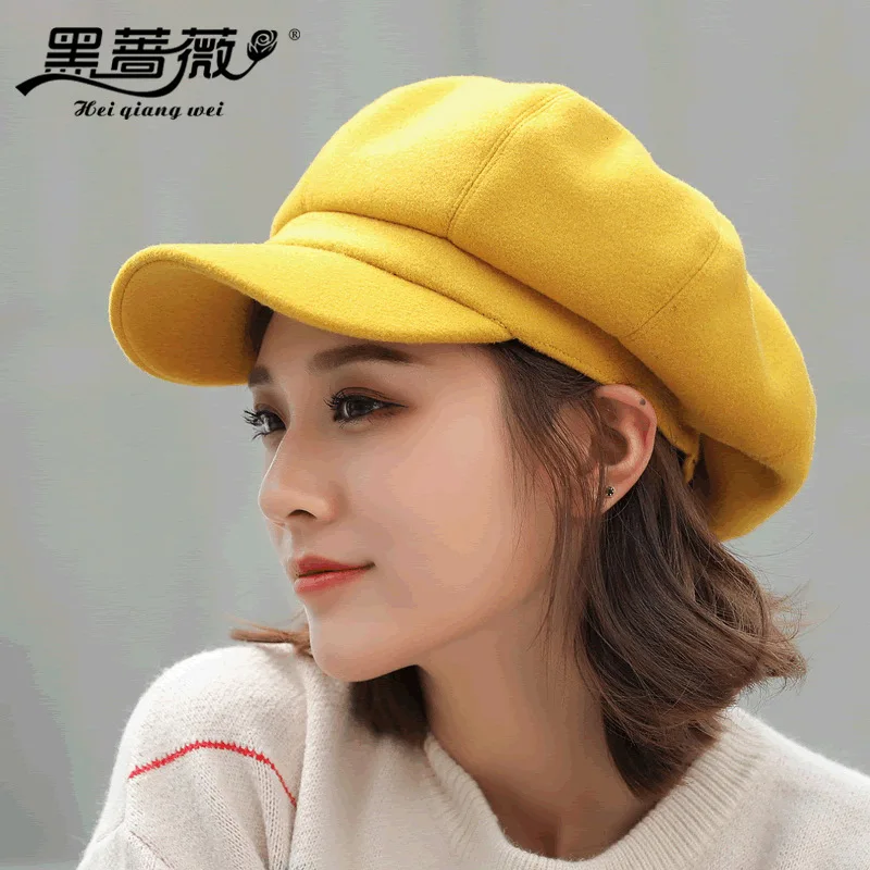 

Berets For Women's Spring Summer Sunhat Net Red Beret Female Navy Hat Fashionable Casual Octagonal Retro Hats Peaked Solid Cap