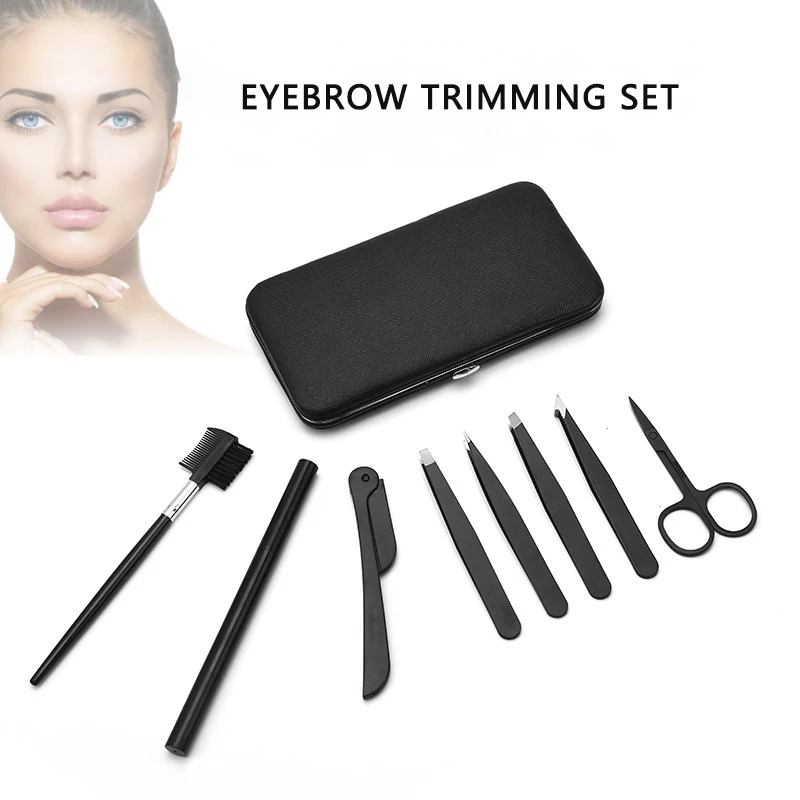 

Stainless Steel Makeup Eyebrow Trimming Tool 9-Piece Beauty Tool Scissors Eyebrow Cutter Eyebrow Pencil Eyebrow Comb Set