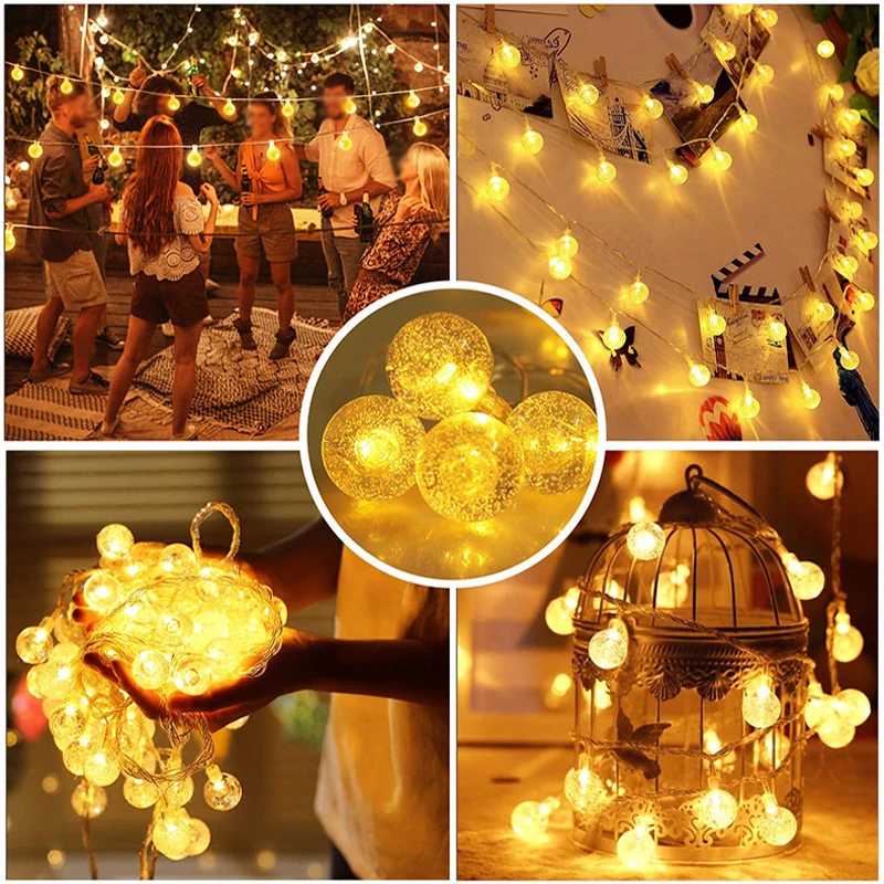 

Solar String Lights Outdoor 60 Led Globe Lights with USB 8 Modes Waterproof Solar Powered Patio Light for Garden Party Decor