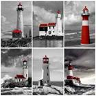 MomoArt алмазная живопись Маяк полная квадратная Алмазная вышивка черно-белая мозаика пейзаж Картина Стразы домашний декор